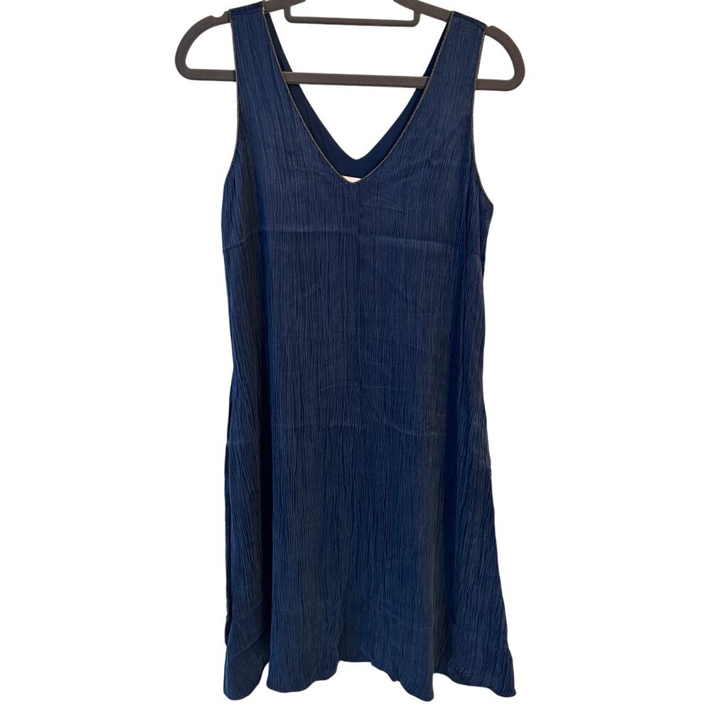 Ecru Crinkle Soft Blue Midi Dress - Size XS